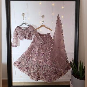 Embroidered onion Pink Lehenga Set